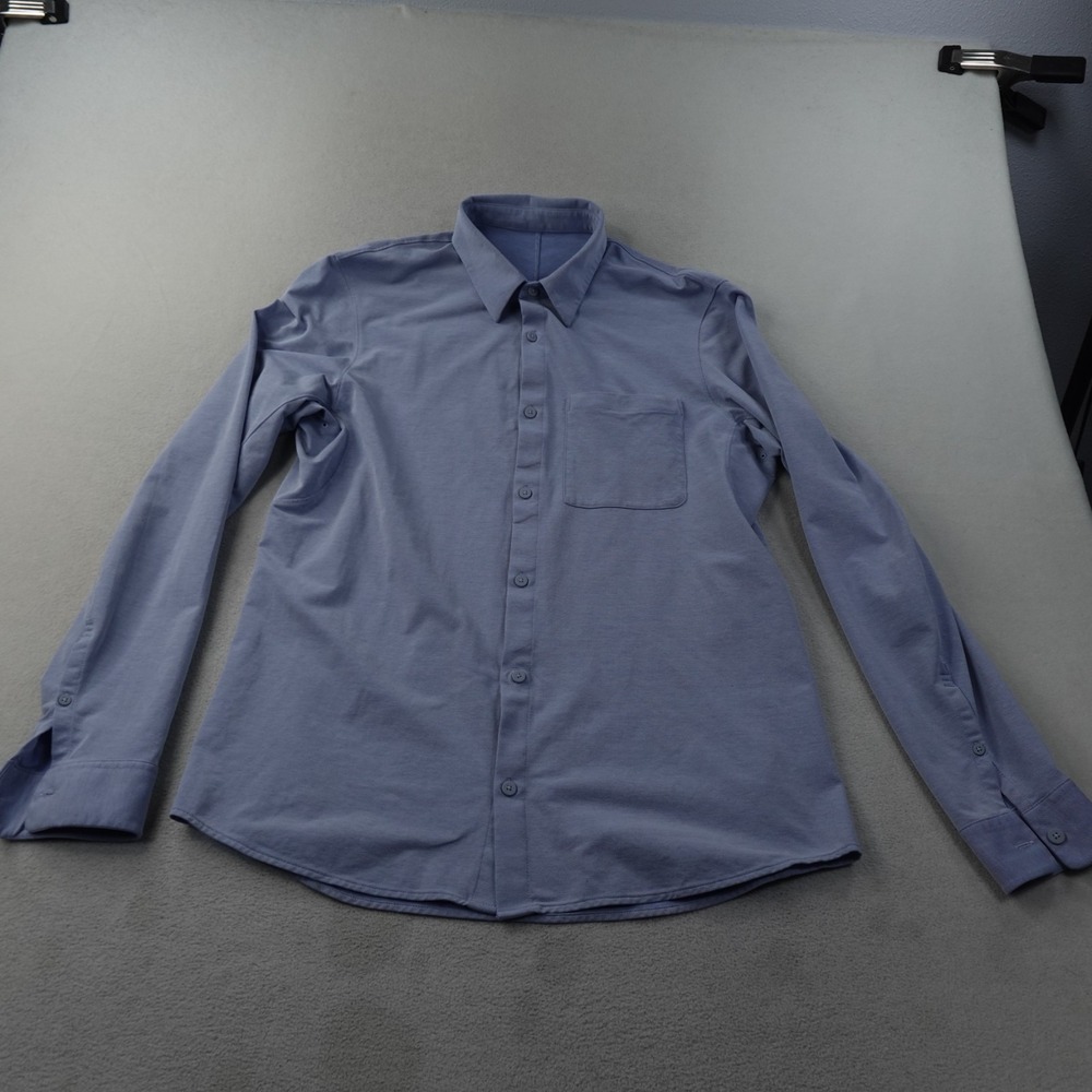 lululemon Commission Shirt Mens Medium Blue Long Sleeve Button Down Stretch